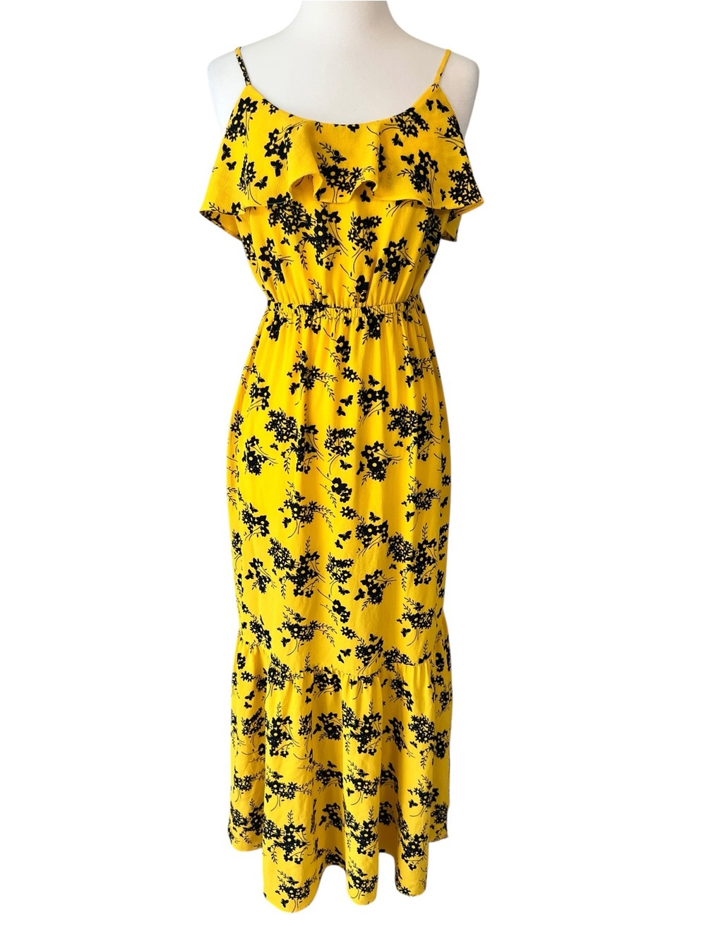 Michael Kors Yellow Butterfly Floral Maxi Dress